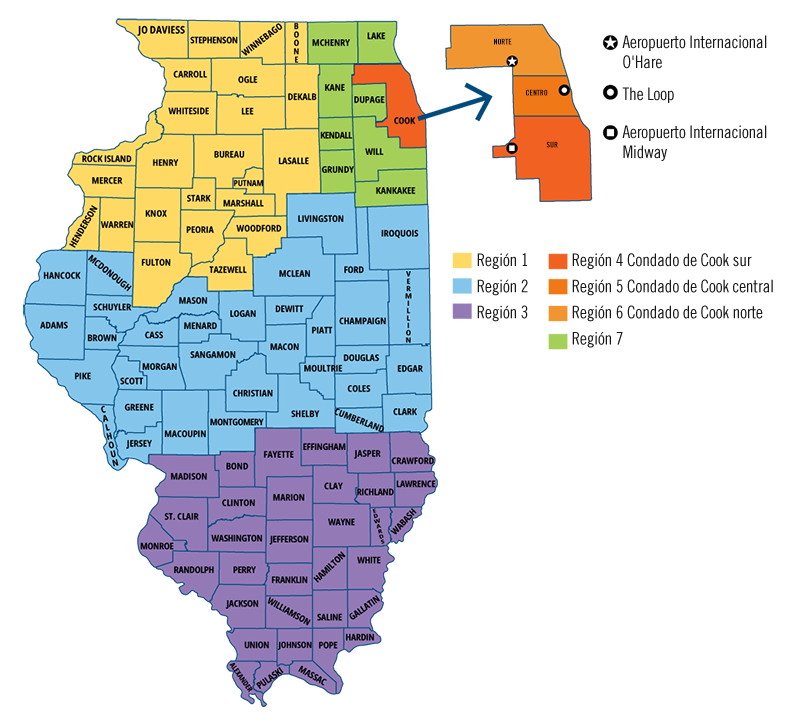 Mapa del estado de Illinois